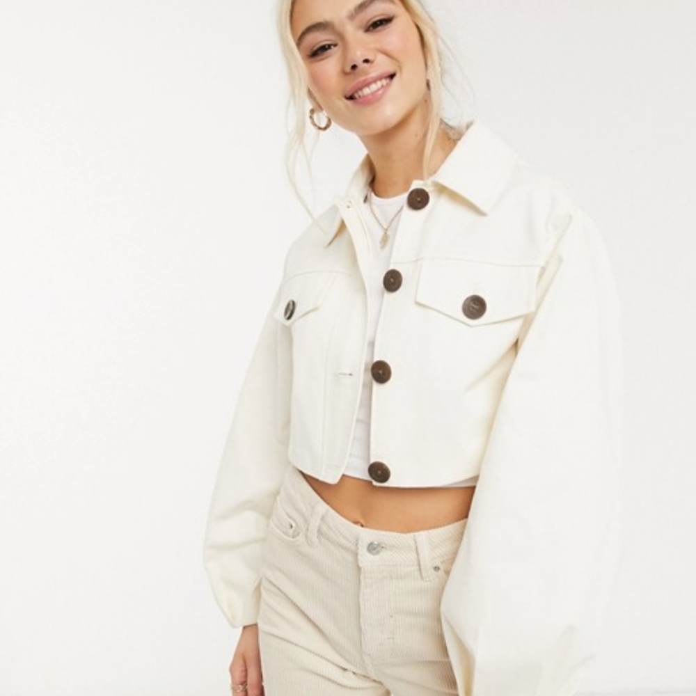 Asos Balloon Sleeve Crop Jacket